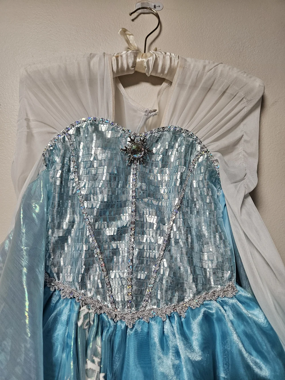 Disney Frozen Elsa Girls 7/8 Princess Costume Dress Blue Snowflake Wig Tiara
